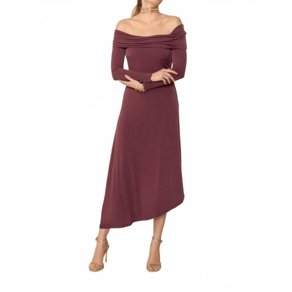 NEW BRUNA nela ciruela long sleeve dress in plum